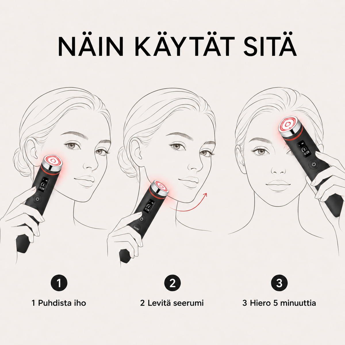 Essence Lift Pro -laitteen käyttö kolmessa vaiheessa