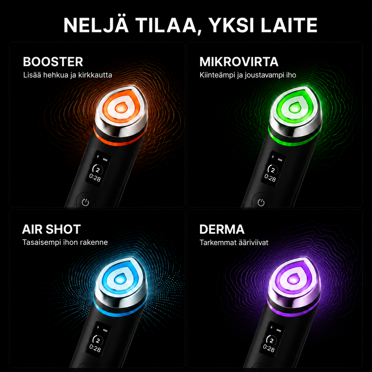 Essence Lift Pro -laitteen neljä hoitotilaa