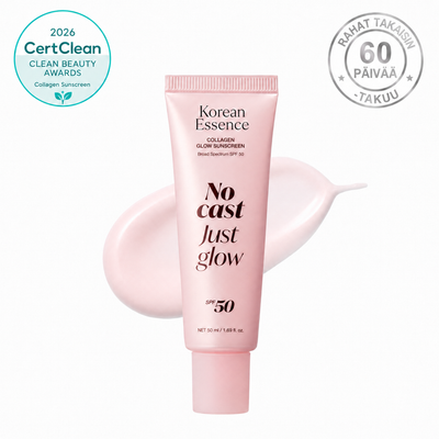 Collagen Glow -aurinkosuoja SPF 50 tuubi valkoisella taustalla