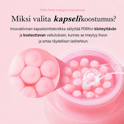 Lähikuva PDRN Pink Collagen Capsule Creamin kapselirakenteesta